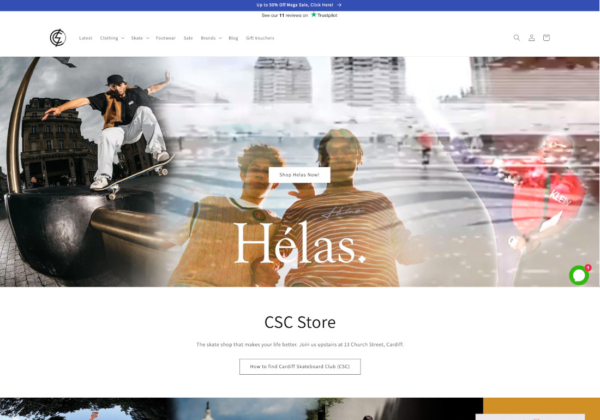 Cardiff skateboard club e-commerce graphic design