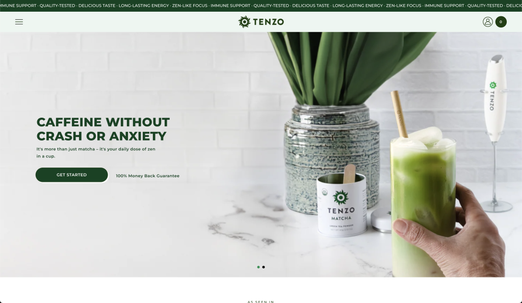 Tenzo tea e-commerce colorful
