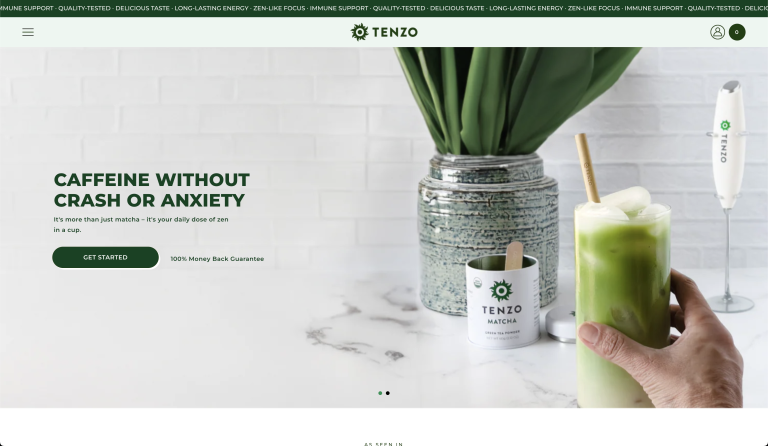 Tenzo tea e-commerce colorful