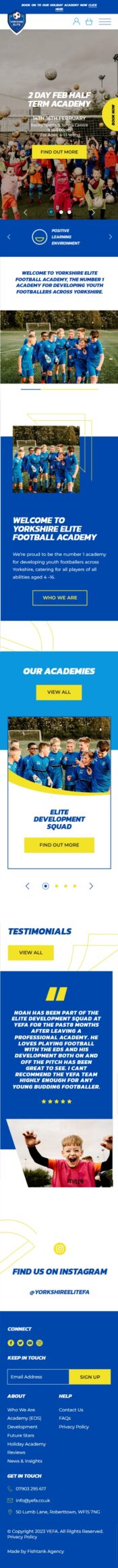 Yorkshire elite football academy community about page