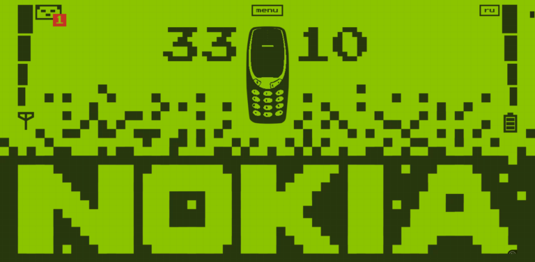 Nokia 3310 tribute games & entertainment animation on scroll