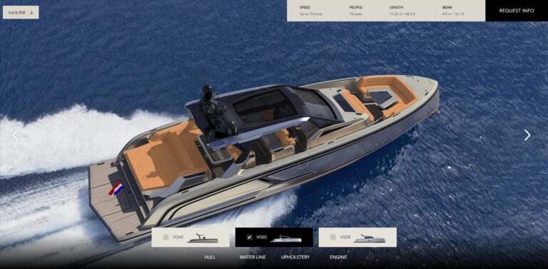 Vanquish yachts e-commerce 3d