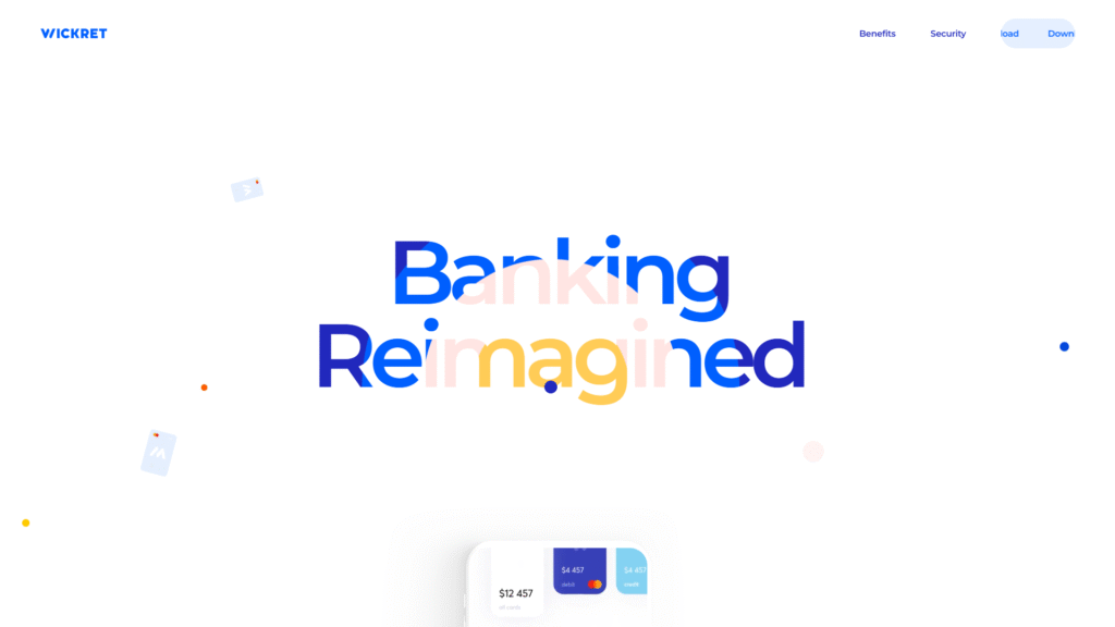 Wickret app animation on scroll